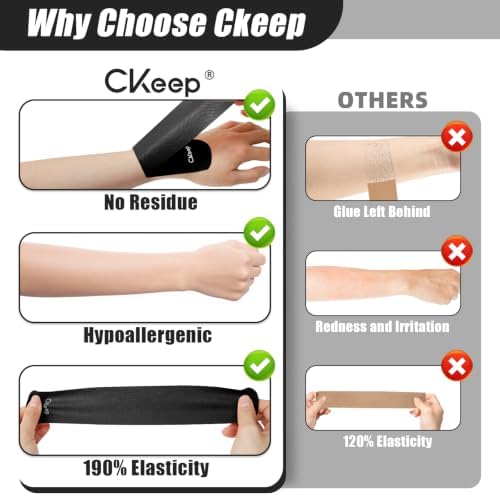 CKeep Kinesiology Tape, Elastic Precut Strips 4 Rolls, Black - Image 4