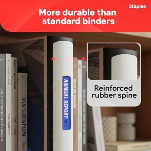 Staples Heavy-Duty 3-Inch D-Ring Binder, White, Holds 600 Sheets - Image 4