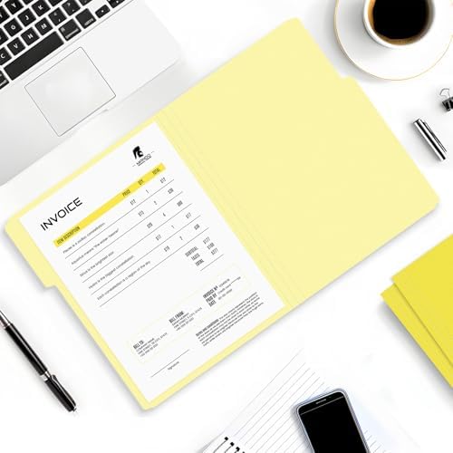 SUNEE File Folders, 120 Pack Manilla Folders 8.5 x 11, Colored File Folders Home Office School Supplies for Documents Files Paper, Yellow - Image 5