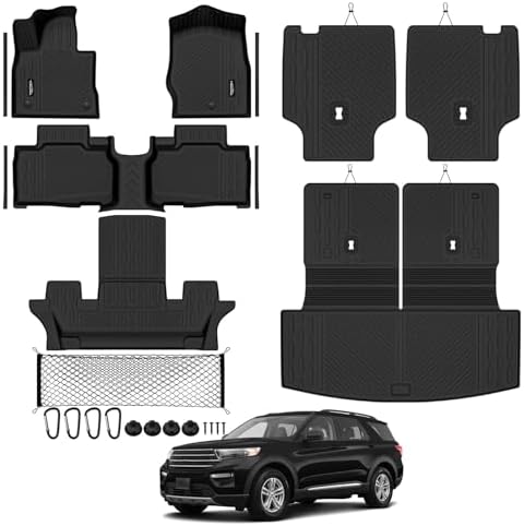 Floor Mat Set for 2020-2026 2027 Ford Explorer 6 Seats by TongamaAllWeatherFloorMats