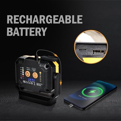 Magnetic Work Light, 1200LM Rechargeable Shop Lights - Image 4