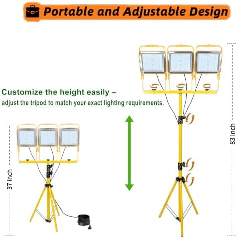 24000 Lumens LED Portable Work Light with Tripod Stand(1500W Equivalent) - Image 7