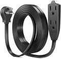 Maximm 15 Ft Flat Plug Extension Cord, 3-Outlet, Angled Plug, Black, UL by MaximmCable