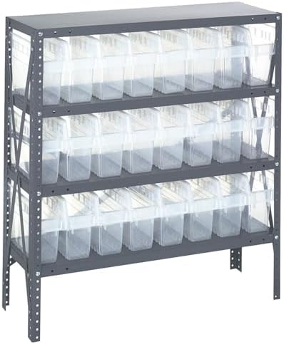 Quantum Storage Systems 1839-SB803CL Solid Heavy Duty 4 Shelves 24 STORE-MAX Clear Bins 39" H x 36" W x 18" D by QuantumStorageSystems