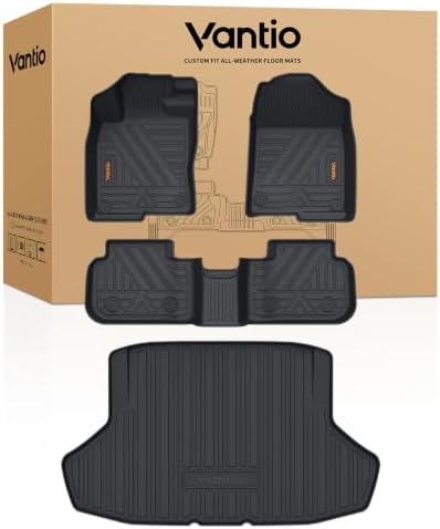 Floor Mats for 11th Gen Honda Civic 2026 2025 2024 2023 2022 Sedan (Fits Rear Seats with or Without USB Ports), All Weather TPE Car Floor Liners,1st & 2nd Row & Trunk Liner,Black by Vantio