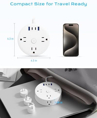 European Travel Plug Adapter, US to UK Europe Power Strip for EU/UK/US, 6 Outlets 4 USB Ports, 5ft Extension Cord, International Power Adapter for Travel Cruise Ship Home - Image 3