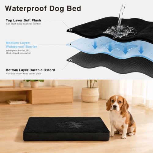NUPIDA Waterproof Small Dog Bed for Crate with Washable Cover, 23x17, Black - Image 4