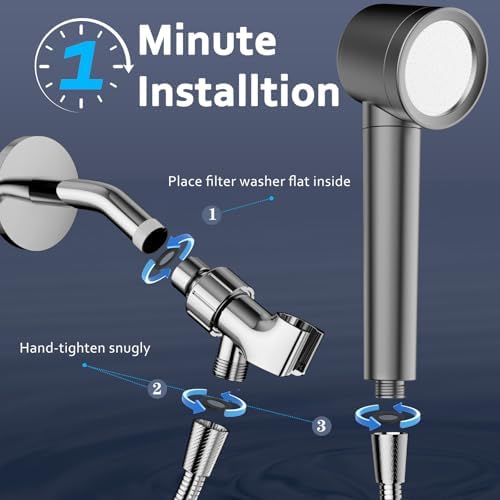 Filtered Shower Head with Handheld, High Pressure Water Flow and Multiple Spray Modes Shower Head with Filter, Power Wash for Hard Water, Showerhead with ON/OFF Switch for Pets Bath (Stone Gray) - Image 7