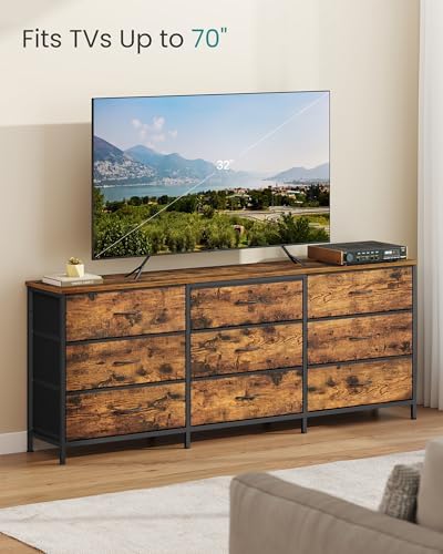 SONGMICS Dresser with 9 Fabric Drawers, TV Stand for TVs Up to 70 Inches - Image 4
