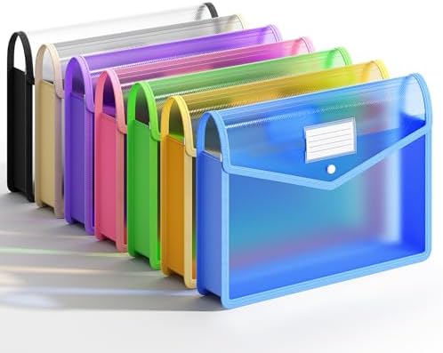 Plastic Expanding File Folder, Transparent Envelopes with Snap Closure by XingDuing