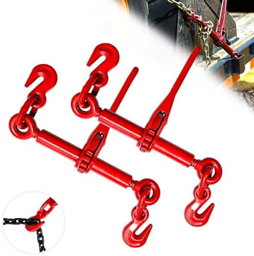 Ratchet Chain Binders 1/4''- 5/16'', Load Binder with G70 Grab Hooks, Adjustable 1/4" Binder for 1/4 Chains, 2200 Pounds Working Load Limit- Heavy Duty Ratchet Binders for Towing (2 Pack) by SENKEYFE