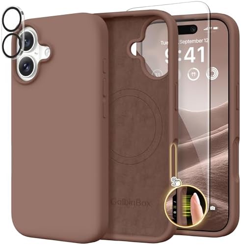 GolbinBox Magnetic for iPhone 17 Case, Silicone Cover, Brown by GolbinBox