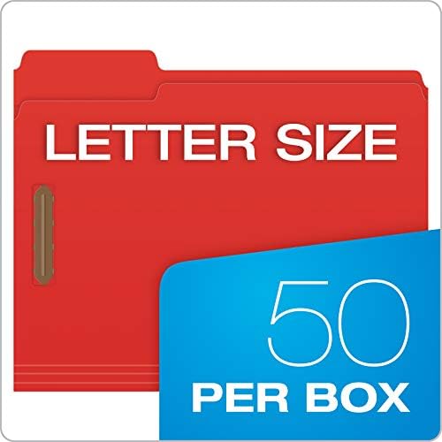 Pendaflex Fastener Folders, 2 Fasteners, Letter Size, Red, 1/3 Cut Tabs in Left, Right, Center Positions, 50 per Box (22740), Specialty (Pack of 5) - Image 6