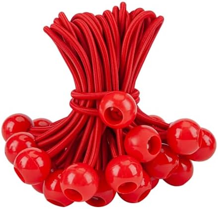 CARTMAN 30-Pack 6-Inch Ball Bungee Cords for Canopies and Tarps, Red by CARTMAN