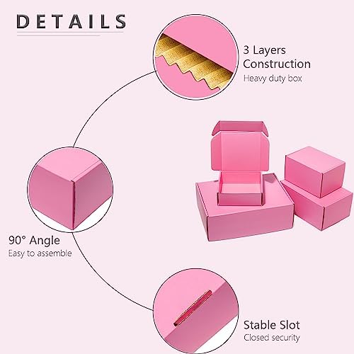 Timirog Pink Shipping Boxes 12x9x4 Inches 20 Pack Corrugated Cardboard Mailing Box for Small Business, Cute Tab Locking Literature Mailer Packaging Supplies for Packing Gifts Craft Books Shoes clothes - Image 5