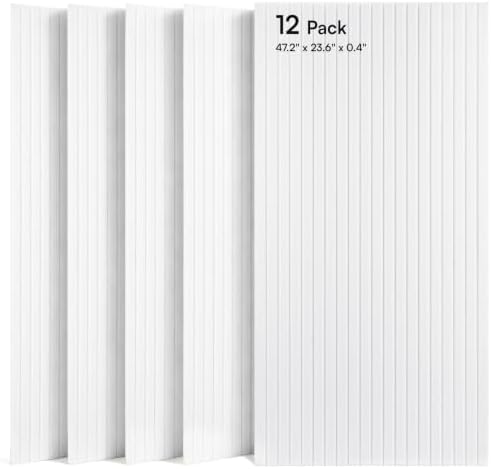 SODOCT 12 Pack Large Acoustic Panels, 47.2" X 23.6" X 0.4" Sound Proof Panels for Walls, High Density Sound Absorbing Panels for Home Studio & Office, White by SODOCT