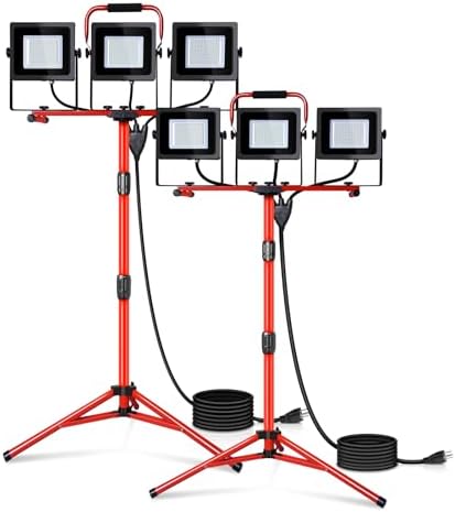 Juyace 2 Pack 150W LED Work Light with Tripod Stand,Dual Head Flood Light by Juyace