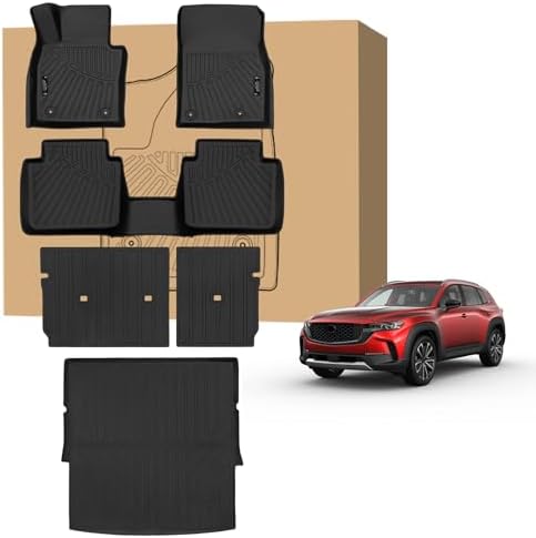 Peleus Floor Mats for Mazda CX-50 CX50 2023-2026 (Non Hybrid),TPE All Weather Protection 2 Rows Car Floor Liners with Cargo Liner Backrest Mat for Mazda CX-50 CX50 Trunk Mat+Backrest Mats+Floor Mats by Unknown