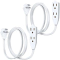 Maximm 3 Ft Flat Plug Extension Cord 3-Outlet Angled Plug White, UL 2 Pack by MaximmCable