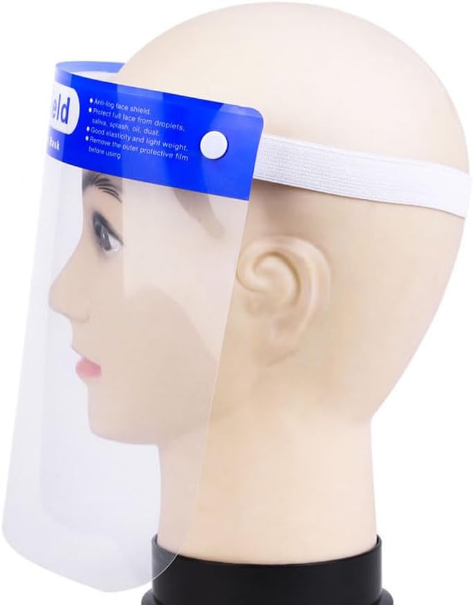 10 Pcs Face Shield Mask, Anti-Fog Clear Full Face Protection Shield, Reusable Plastic PPE Face Protection with Elastic Headband for Dental, Work & Daily Use - Image 4