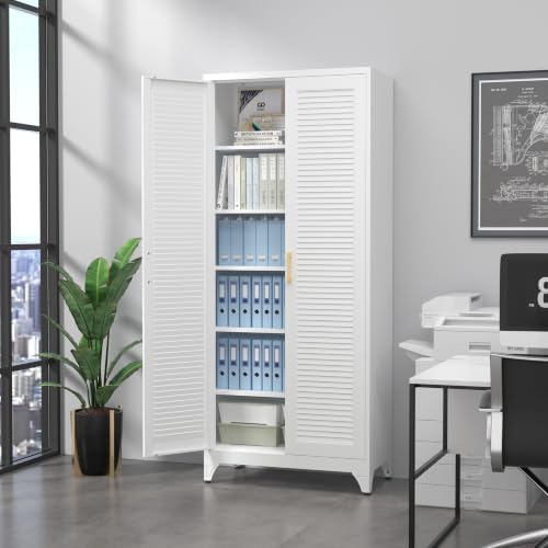 SteeLoong 75" Metal Storage Cabinet with Doors and 5 Adjustable Shelves - Image 6