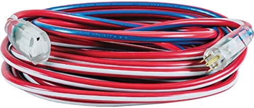 Southwire 2547SWUSA1 25-Feet; Contractor Grade; 12/3; Lighted End Red White and Blue; American Made Extension Cord; Indoor and Outdoor Use; Water Resistant Flexible Jacket; Foot; Ft by Southwire