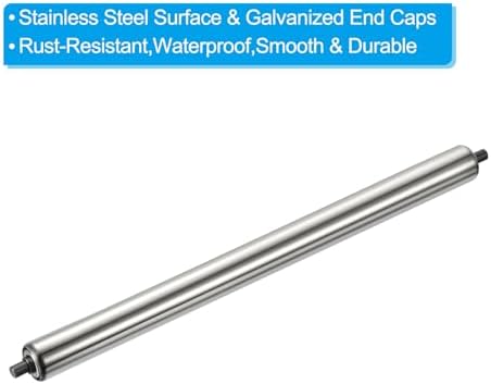 PATIKIL Conveyor Roller 3" Diameter 26" Length, 2 Pack Stainless Steel Transmission Replacement Part Galvanized End, Silver - Image 3