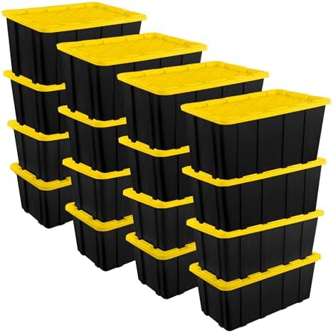 Sterilite Industrial Storage Tote with Lids for Garage, 38 Gallon, 16-Pack by Sterilite