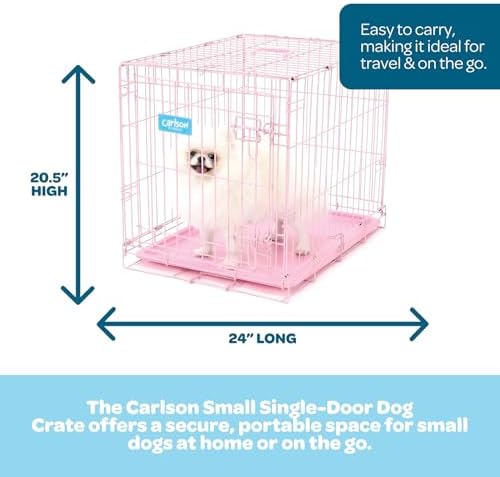 Carlson Pink Secure and Compact Single Door Metal Dog Crate, Small - Image 2