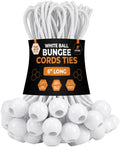 Xpose Safety Bungee Ball Cords 6" 25 Pack Heavy Duty White Stretch Rope with Ball Ties for Canopies, Tarps, Walls, Cable Organization by XposeSafety
