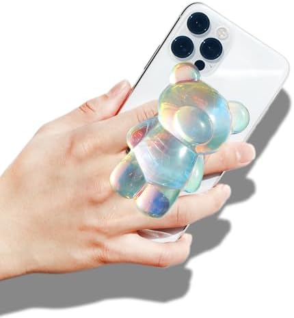 On The Grip Magnetic 3D Gummy Bear Style Expandable Collapsible Mobile Phone Grip Stand Holder for Smartphone Tablet Cell Phone Accessory (Holographic) - Image 2