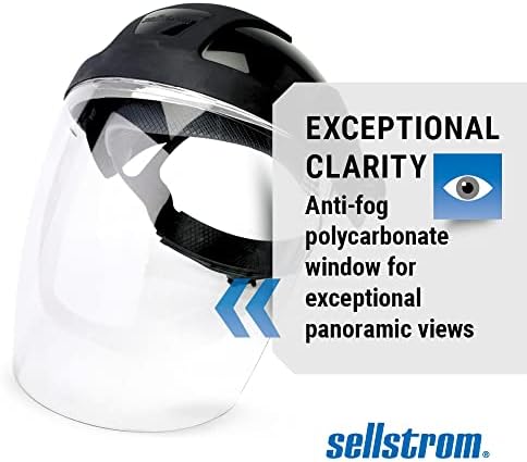 Sellstrom DP4 Face Shield - Lightweight Mask with High Impact Crown & Ratchet Headgear for Work, Grinding, Cutting - ANSI Z87.1 - Anti Fog Polycarbonate Window - Image 2