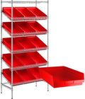 18" x 36" x 74" Heavy-Duty Commercial Chrome Shelving Unit with 15 Red Storage Bins - Metal Wire Utility Shelf for Tool, Office, Garage, and Warehouse Organization - Durable Storage Cabinet by Zedfire