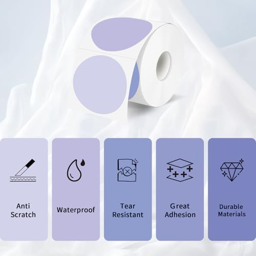 2 Inch Round Thermal Label Stickers, Purple Circle Thermal Stickers Labels, Direct Thermals Printer Label for Logo Design-300 Sheets/1 Roll - Image 4