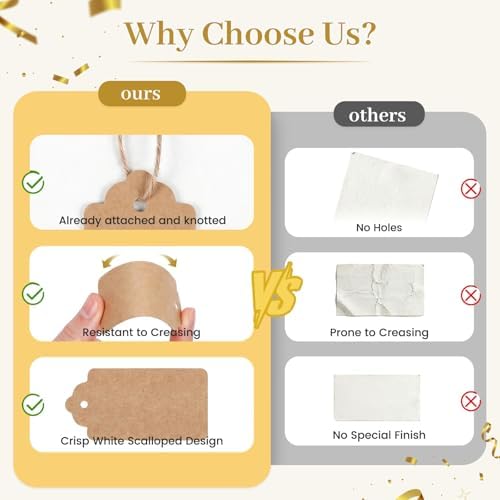SallyFashion Large Kraft Gift Tags with String, 100 Pack 2 X 4 inch - Image 5