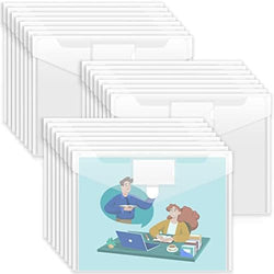 Sooez 24 Pack Plastic Envelopes Poly Envelopes, Clear Document File Folders US Letter A4 Size File Envelopes with Label Pocket for School Home Work Office Organization, Clear by Sooez