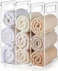 LEIFIDE Set of 2 Towel Organizer for Closet Shelf, Interlocking Acrylic Towel Storage Organizer for Bathroom, Storage Rack with Divider for Linen Closet, Cabinet and Home Organization (Clear) by LEIFIDE