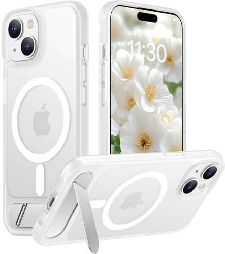 Temdan Magnetic Compatible with iPhone 15 Plus Case & iPhone 14 Plus Case, [Built-in Invisible Kickstand][Compatible with MagSafe][Military Grade Shockproof] Slim Translucent Matte Phone Case 6.7" by Temdan