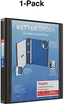 Staples Better Binder, 1 Inch D-Ring, Black, 275 Sheets, 3-Pack - Image 7