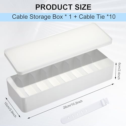 Tatuo Cord Organizer Box with Lid, White, 1 Pack - Image 2