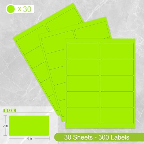 L Liked 2" x 4" Neon Fluorescent Green Labels 300 Labels 30 Sheets - Image 3