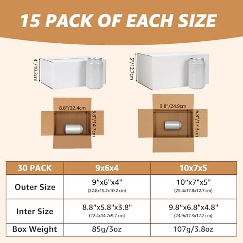 EXYGLO 30 Pack 9x6x4, 10x7x5 Assorted Sizes Shipping Boxes for Small Business, Each Size 15 Pack, White Corrugated Cardboard Small Box for Packaging, Moving, Mailing, and Storing - Image 2