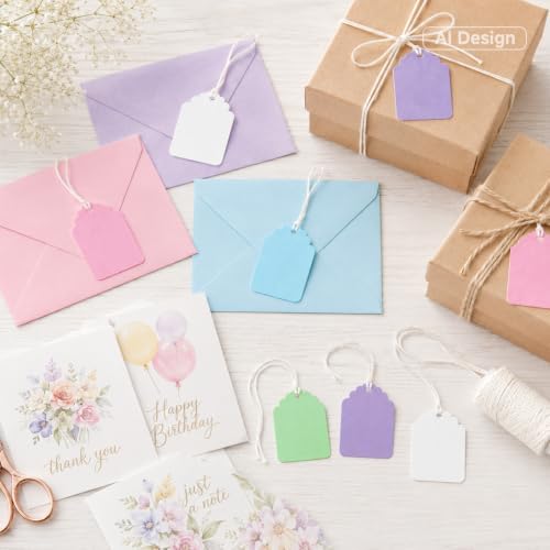 joycraft 200Pcs Price Tags with String, 1.4x1.8In Macarons Color Gift Tags - Image 4