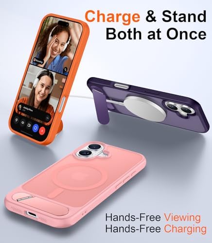 Temdan Magnetic Compatible with iPhone 16 Case, [Built-in Invisible Kickstand][Compatible with MagSafe][Military Grade Shockproof] Slim Translucent Matte Phone Case for iPhone 16 6.1" - Image 3