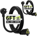 Vockjour 6 FT 2 Pack 14 Gauge Low Profile Flat Plug Extension Cord Black by Vockjour