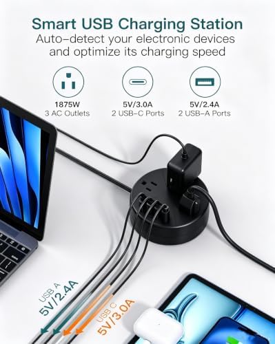 Travel Power Strip - Cruise Ship Essentials with 3ft Retractable Cord - Image 3