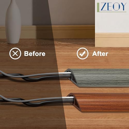 8ft Wood Grey Cable Cover Floor, LZEOY Extension Cord Cover, Wire Cover for Floor, Flexible Cable Hider Floor, Power Wire Protector Prevent Cable Trips for Home, Offices, Hotel, Outdoor - Image 4