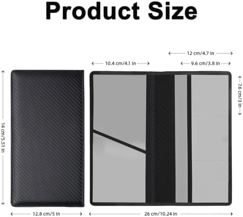 Car Registration and Insurance Card Holder, PU Leather, Carbon Fiber Black - Image 2