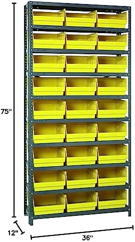Quantum Storage Systems 1275-209YL Store More Steel Shelving Unit with 6' Shelf Bins, 12' D x 36' W x 75' H, Yellow - Image 2