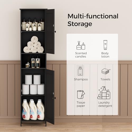 Homleke Tall Bathroom Storage Cabinet with 2 Doors, Slim Bathroom Cabinet - Image 4